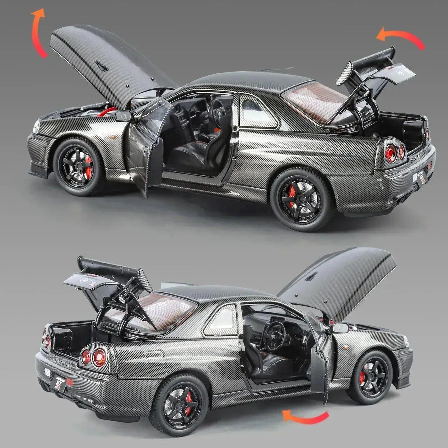 1 24 Diecast Nissan GTR R34 Model Car Sound Light -  ToylandEU™
