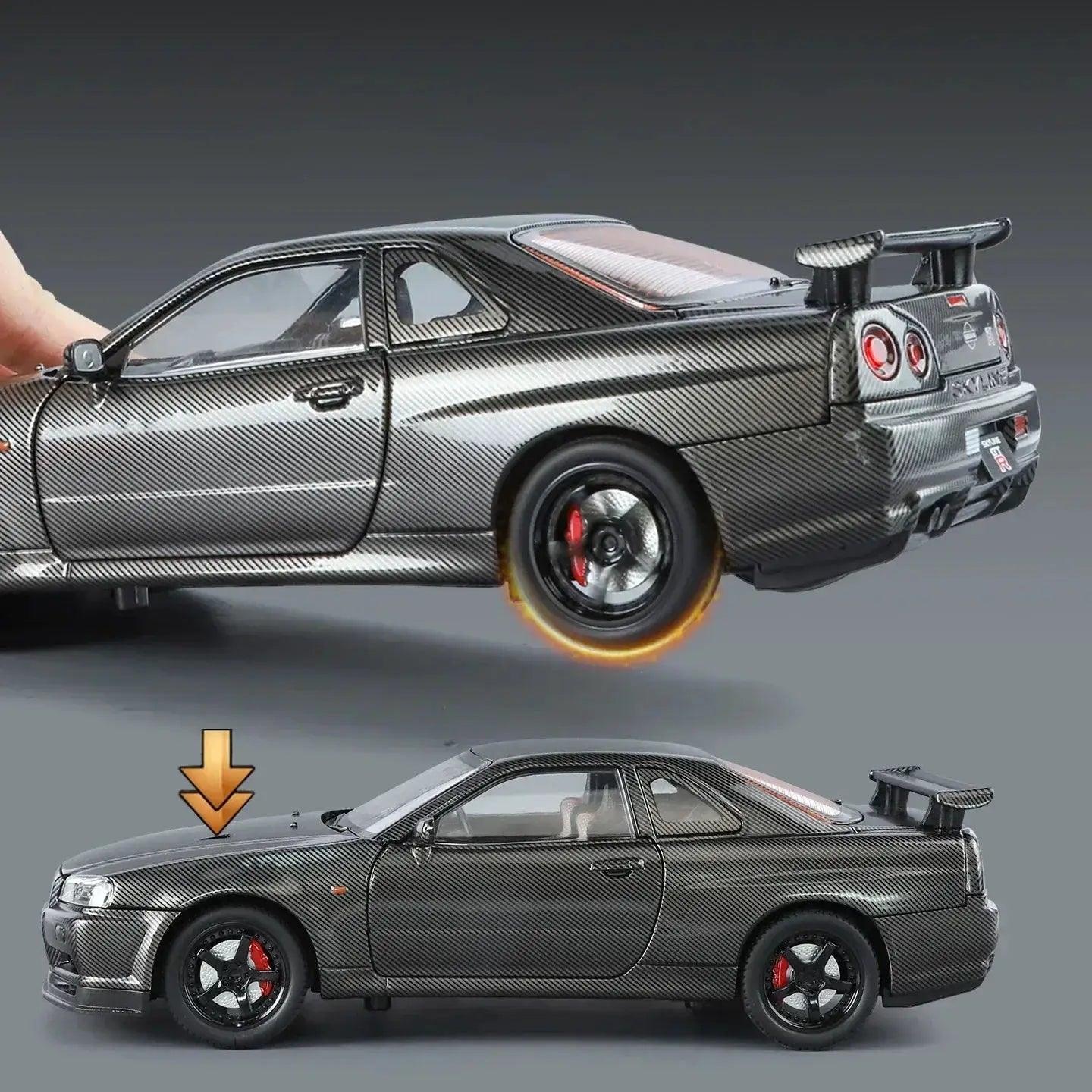  1 24 Diecast Nissan GTR R34 Model Car Sound Light -  ToylandEU™
