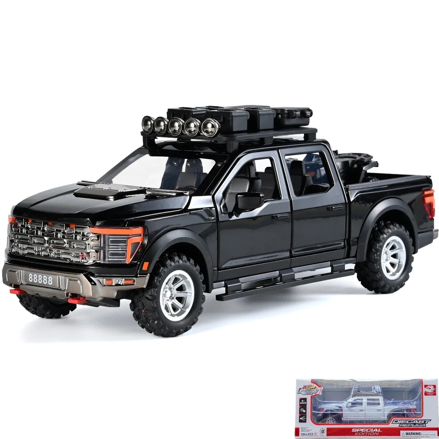 1:24 F150 Off Road Alloy Diecast Model Car With Sound And Light Pull Back - ToylandEU