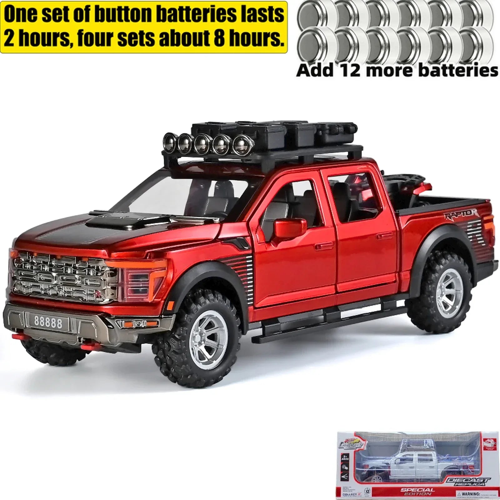 1:24 F150 Off Road Alloy Diecast Model Car With Sound And Light Pull Back - ToylandEU