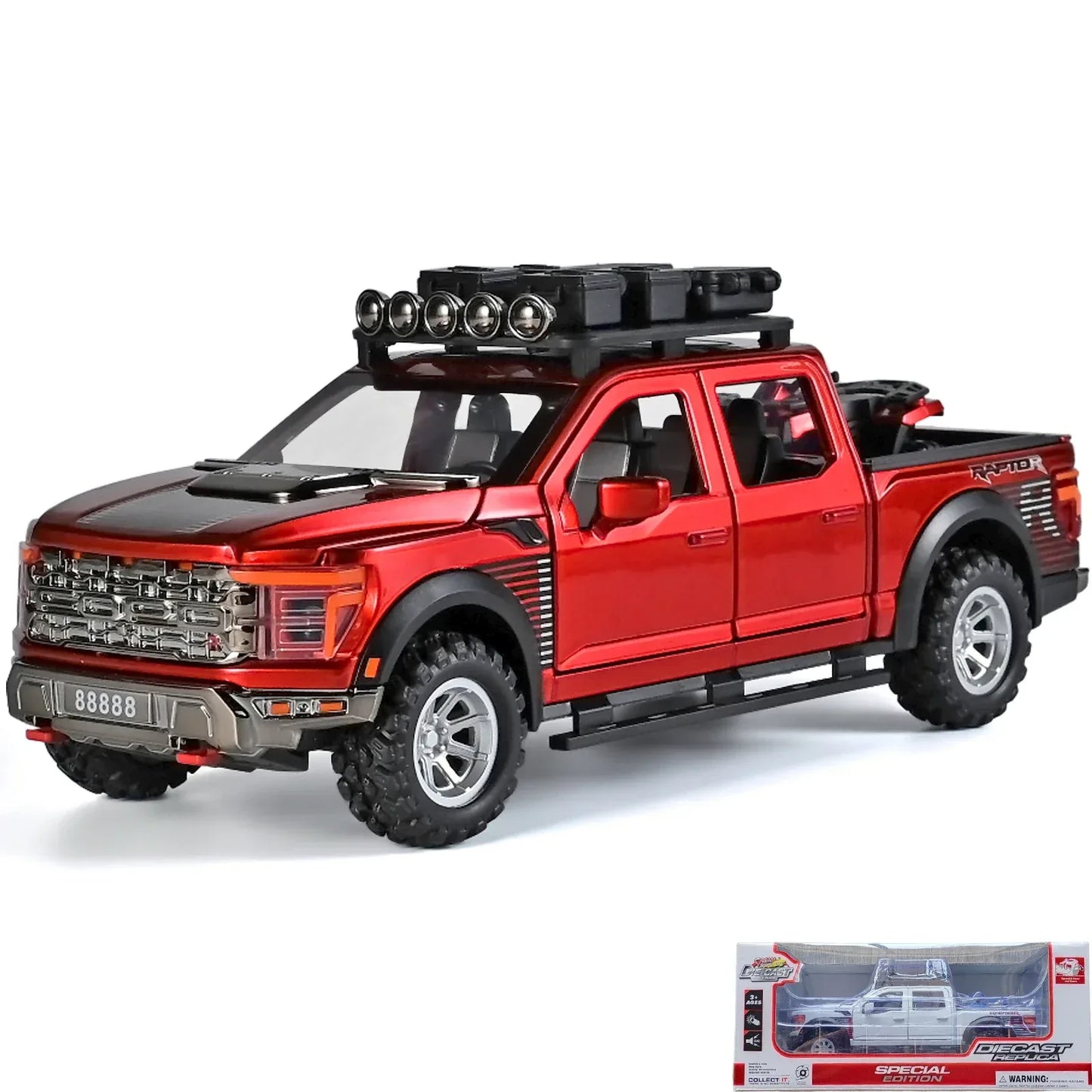 1:24 F150 Off Road Alloy Diecast Model Car With Sound And Light Pull Back - ToylandEU