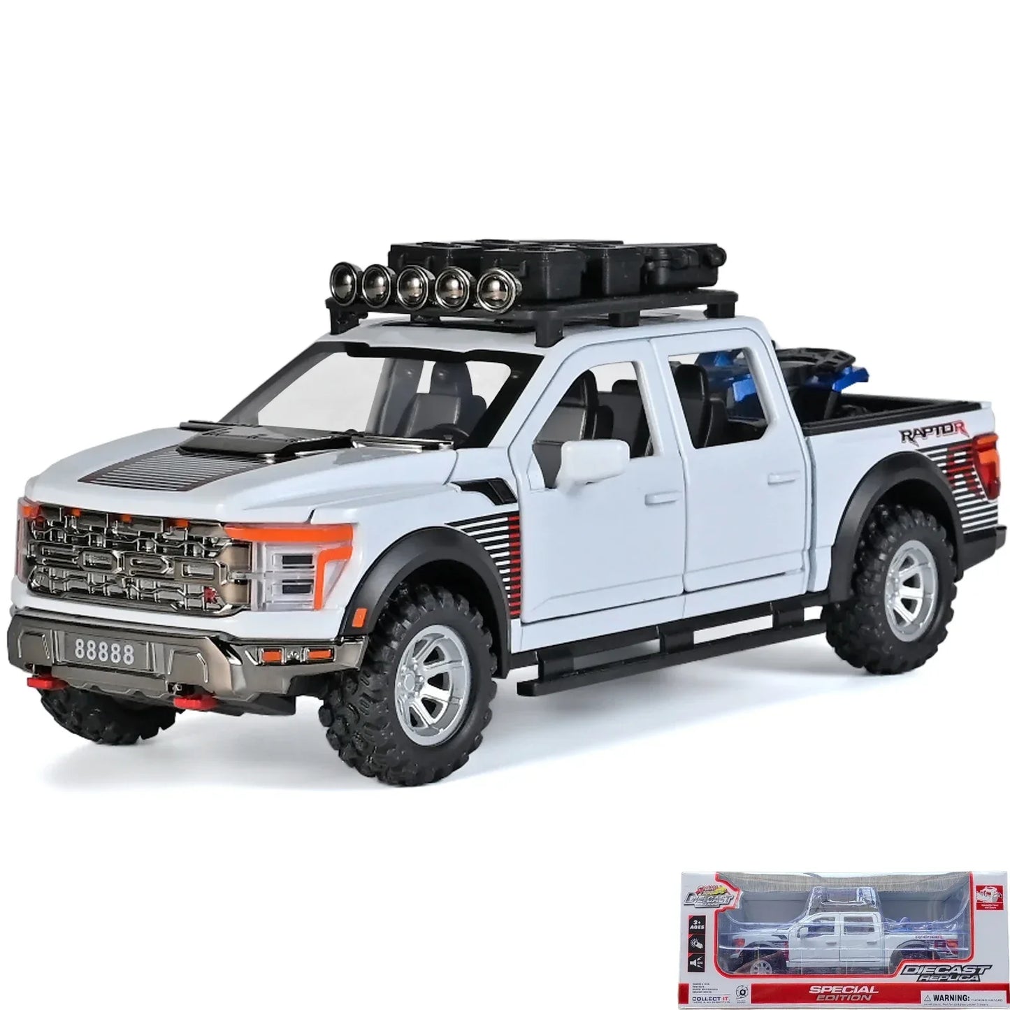 1:24 F150 Off Road Alloy Diecast Model Car With Sound And Light Pull Back - ToylandEU