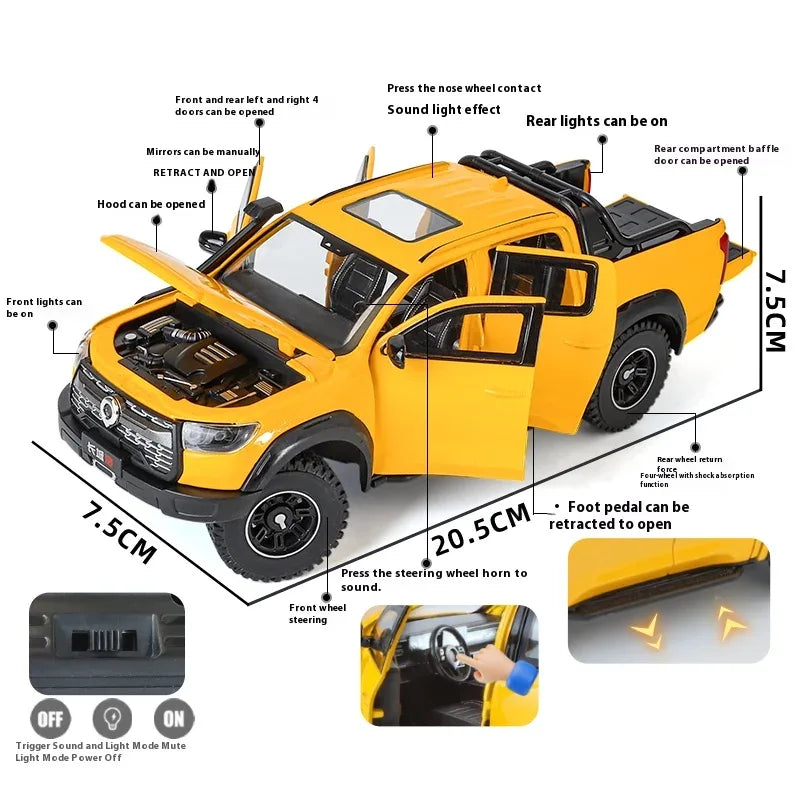 1:24 GWM Cannon POER Diecast Alloy Off-Road SUV Sound and Light - ToylandEU