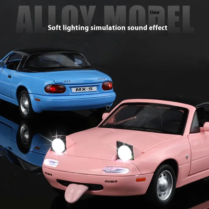1 24 Mazda MX5 Roadster Diecast Metal Model With Sound And Light Doors Open - ToylandEU