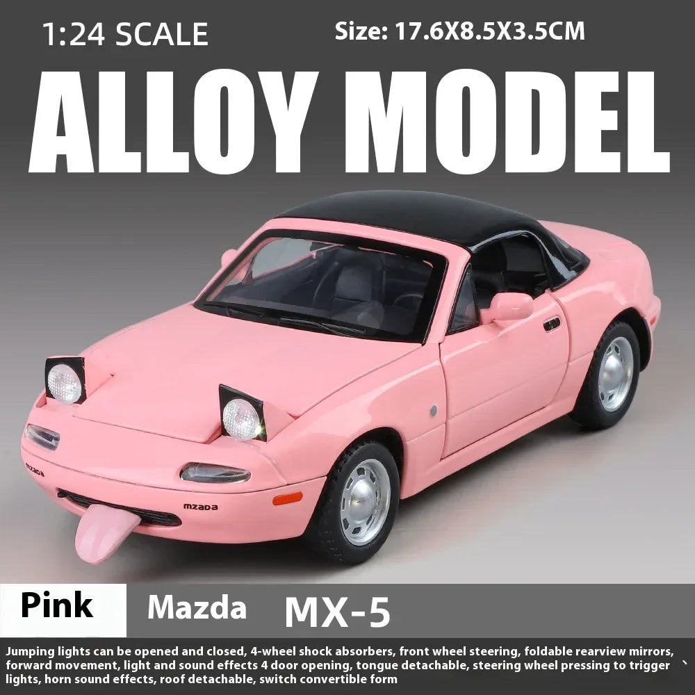 1 24 Mazda MX5 Roadster Diecast Metal Model With Sound And Light Doors Open - ToylandEU