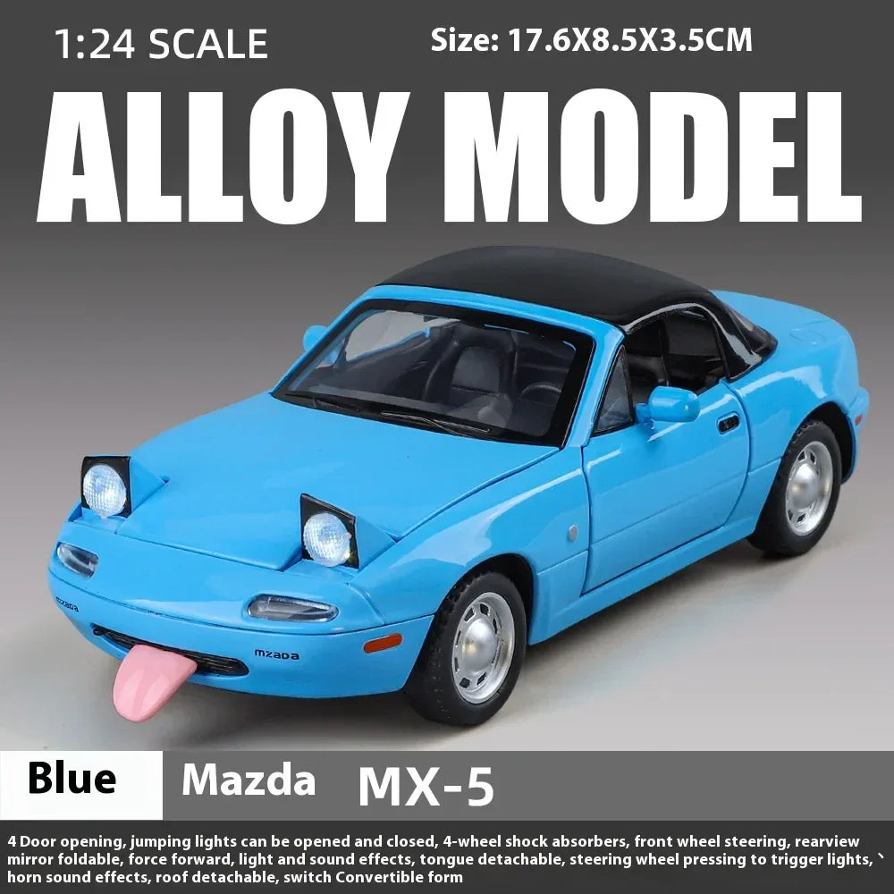 1 24 Mazda MX5 Roadster Diecast Metal Model With Sound And Light Doors Open - ToylandEU
