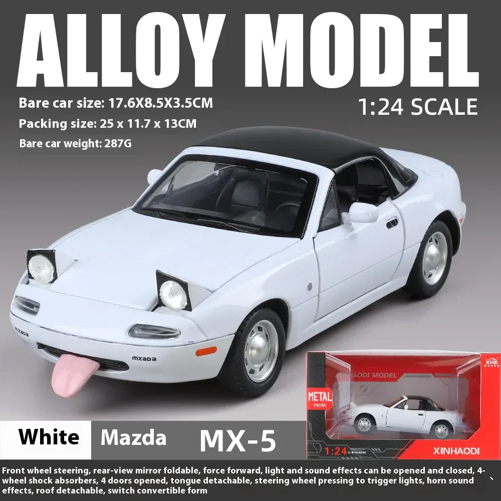 1 24 Mazda MX5 Roadster Diecast Metal Model With Sound And Light Doors Open - ToylandEU