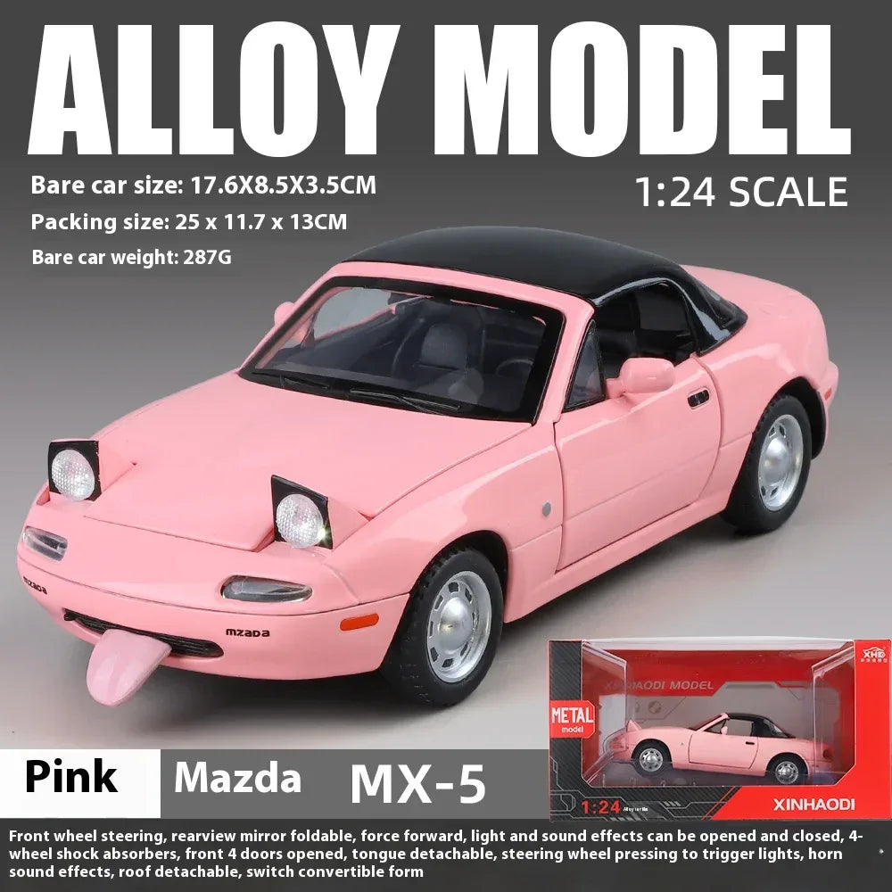 1 24 Mazda MX5 Roadster Diecast Metal Model With Sound And Light Doors Open - ToylandEU