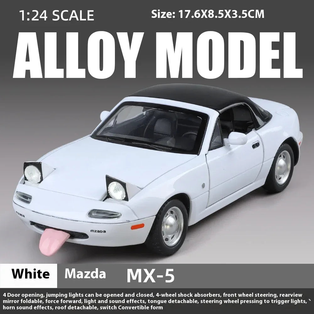 1 24 Mazda MX5 Roadster Diecast Metal Model With Sound And Light Doors Open - ToylandEU