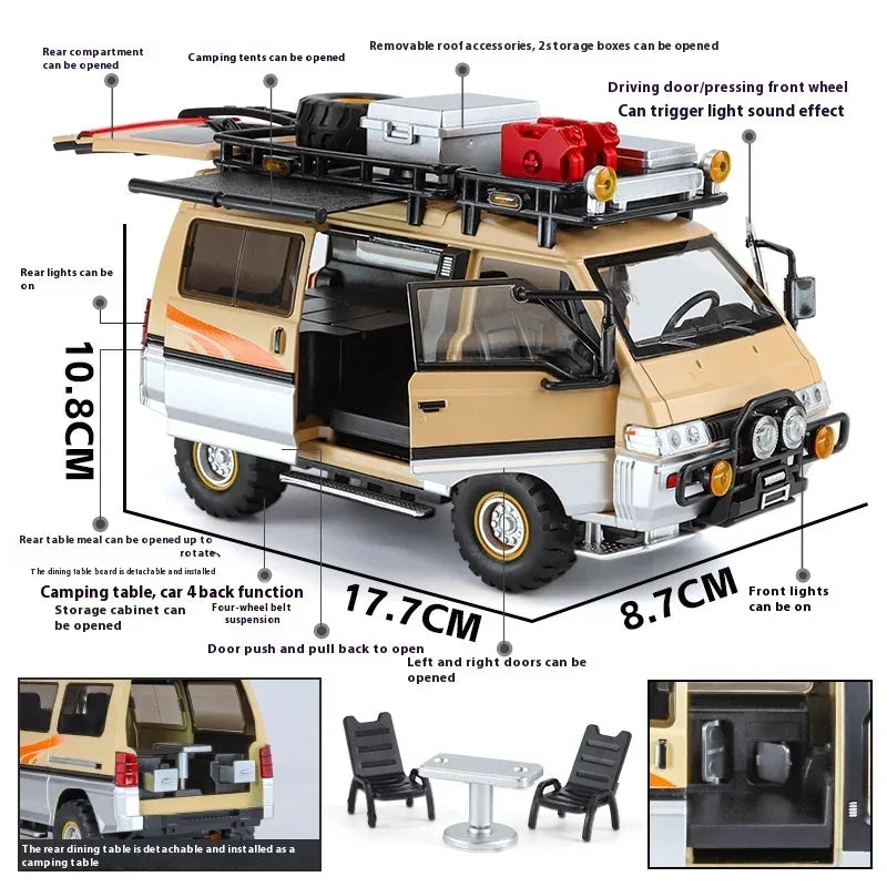1:24 Mitsubishi Delica Off Road Diecast Alloy Car Model With Sound Light - ToylandEU