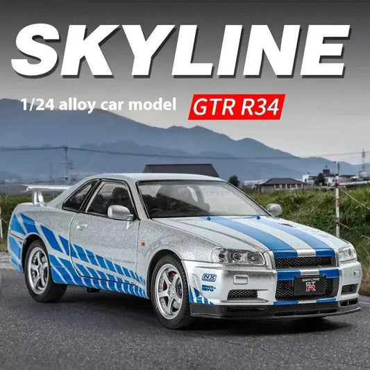  1 24 Nissan GTR R34 Diecast Metal Car Sound and Light -  ToylandEU™