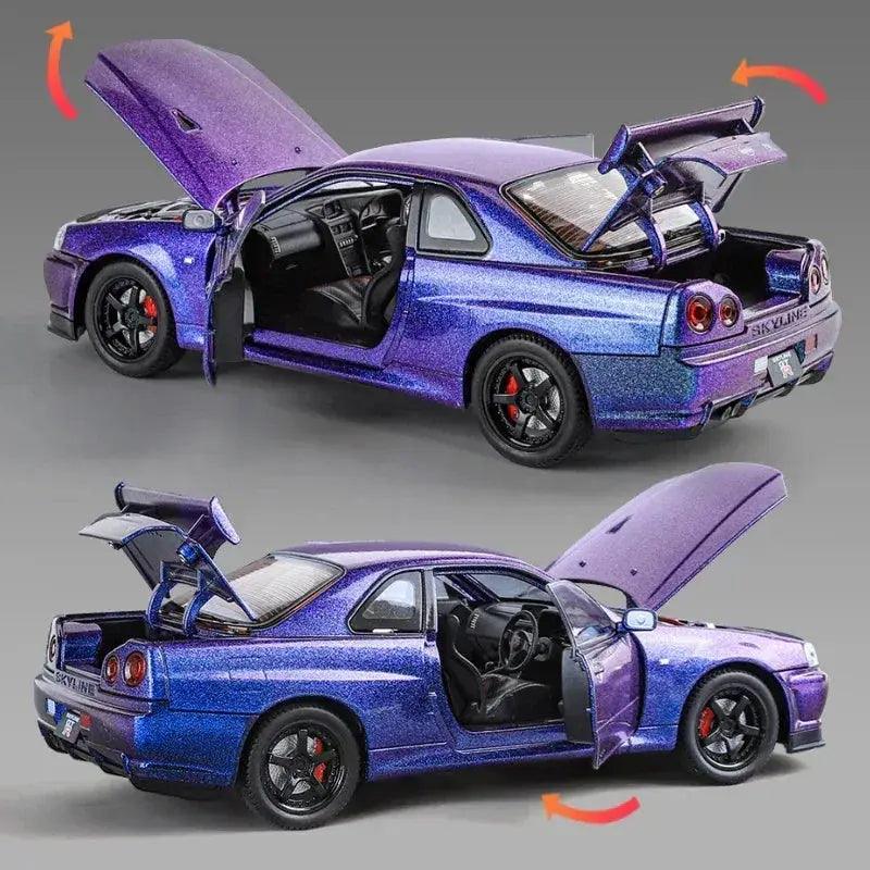  1 24 Nissan GTR R34 Diecast Metal Car Sound and Light -  ToylandEU™