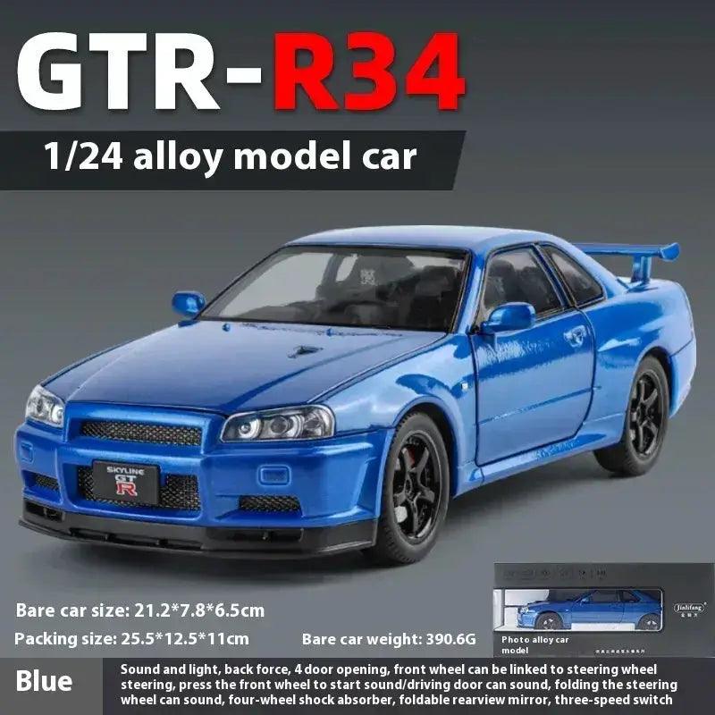  1 24 Nissan GTR R34 Diecast Metal Car Sound and Light -  ToylandEU™