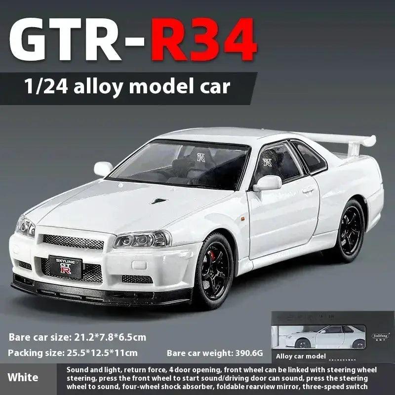  1 24 Nissan GTR R34 Diecast Metal Car Sound and Light -  ToylandEU™