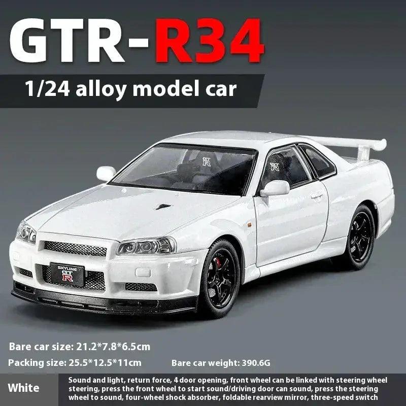  1 24 Nissan GTR R34 Diecast Metal Car Sound and Light -  ToylandEU™