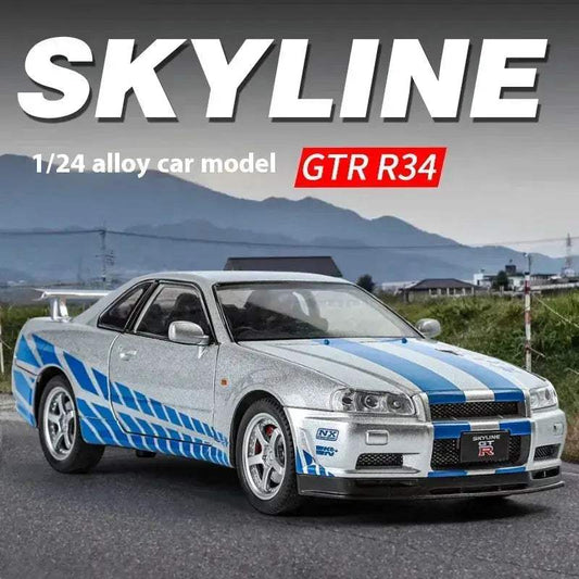  1 24 Nissan GTR R34 Diecast Metal Car Sound and Light -  ToylandEU™