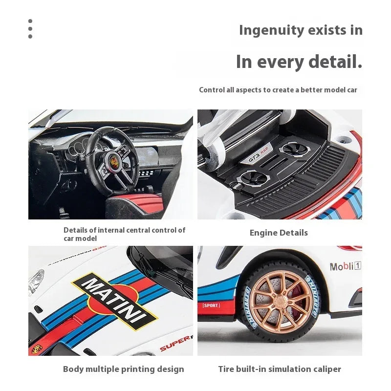 1:24 Porsche 911 GT3 RSR Track Version Diecast Metal Car With Sound And Light - ToylandEU