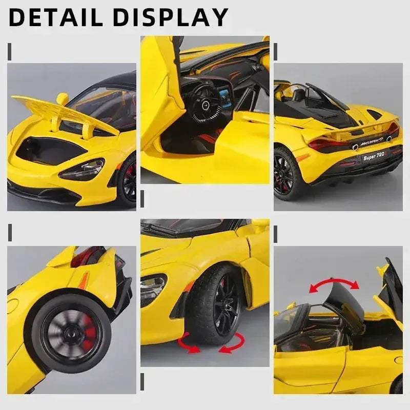 1 24 Scale Diecast McLaren 720S Metal Car With Sound And Lights - ToylandEU