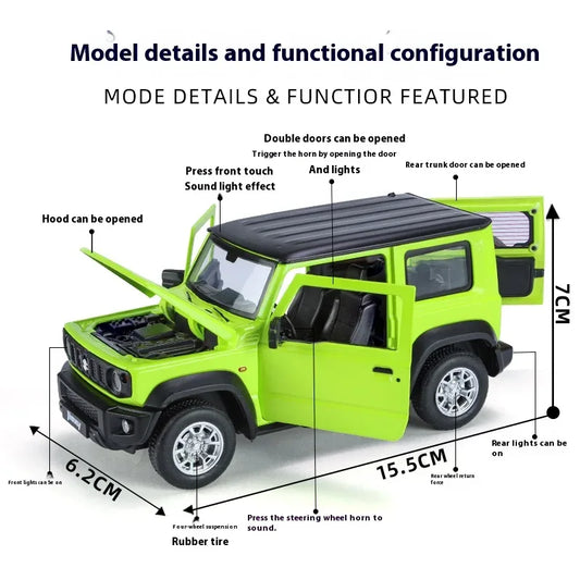 1:24 Scale Diecast Suzuki Jimny Off Road SUV Metal With Sound And Light - ToylandEU