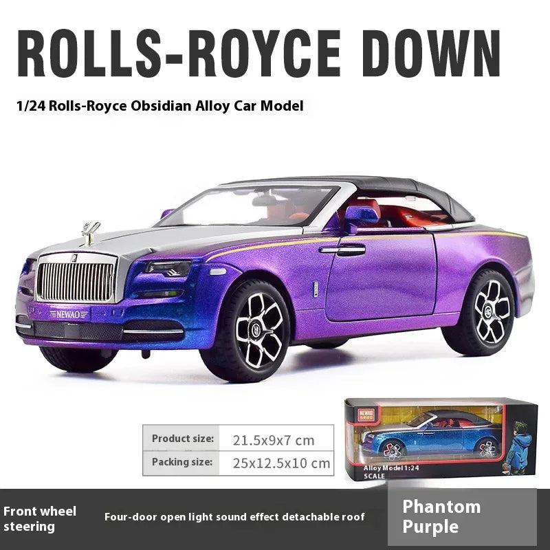 1:24 Scale Rolls-Royce Dawn Diecast Car, Metal Alloy, Sound and Light - ToylandEU