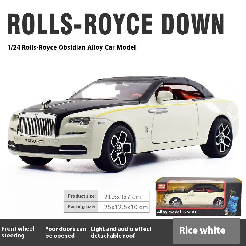 1:24 Scale Rolls-Royce Dawn Diecast Car, Metal Alloy, Sound and Light - ToylandEU