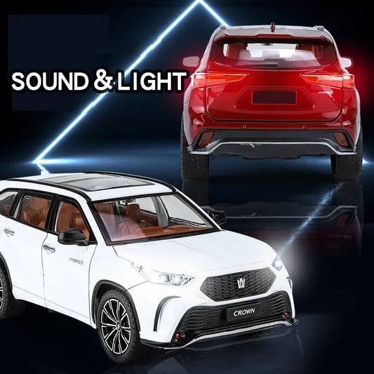 Toyota Crown Kluger w skali 1:24, odlewany SUV terenowy z drzwiami dźwiękowymi i funkcją pull-back - ToylandEU