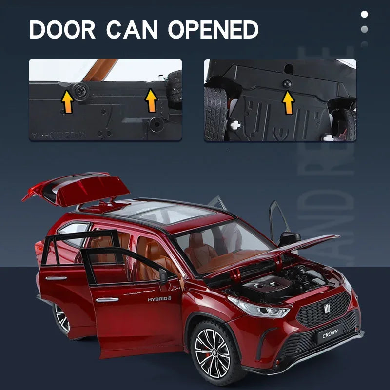 1 24 Scale Toyota Crown Kluger Diecast Off Road SUV Pull Back Sound Doors - ToylandEU