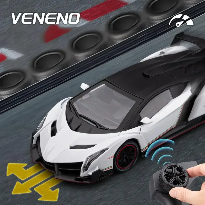 1 24 Scale Veneno RC Car Metal Diecast Remote Control With Sound And Light - ToylandEU
