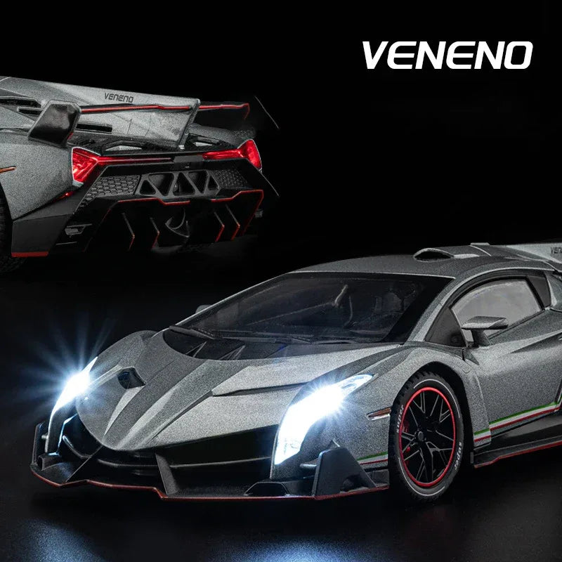 1 24 Scale Veneno RC Car Metal Diecast Remote Control With Sound And Light - ToylandEU