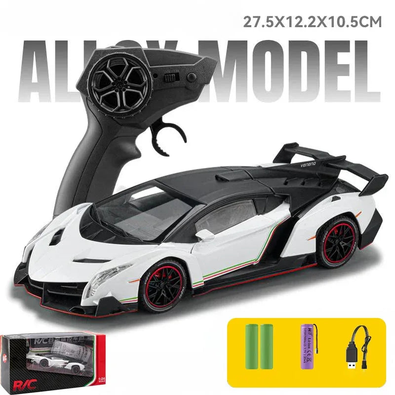 1 24 Scale Veneno RC Car Metal Diecast Remote Control With Sound And Light - ToylandEU