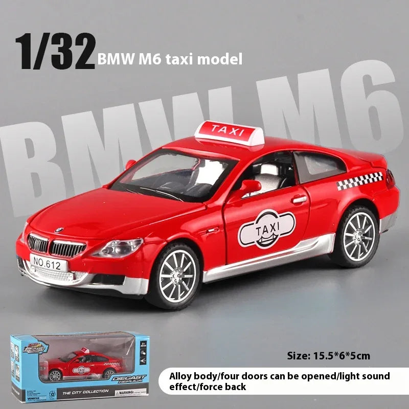 1:32 BMW M6 Taxi Diecast Car With Pull Back Action For Collectors - ToylandEU