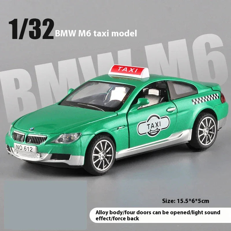 1:32 BMW M6 Taxi Diecast Car With Pull Back Action For Collectors - ToylandEU