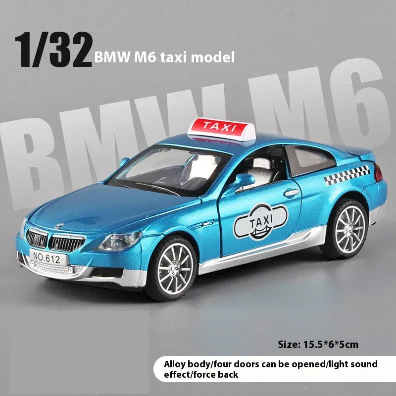 1:32 BMW M6 Taxi Diecast Car With Pull Back Action For Collectors - ToylandEU