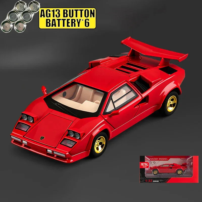 1:32 Countach LP500S Diecast Alloy Car Model With Sound Light Pull Back - ToylandEU
