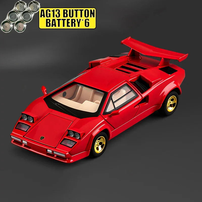 1:32 Countach LP500S Diecast Alloy Car Model With Sound Light Pull Back - ToylandEU