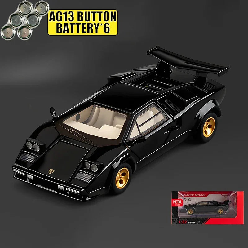 1:32 Countach LP500S Diecast Alloy Car Model With Sound Light Pull Back - ToylandEU