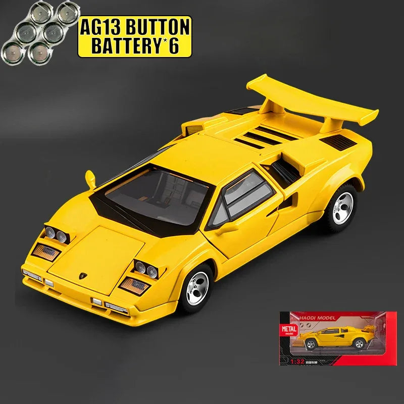 1:32 Countach LP500S Diecast Alloy Car Model With Sound Light Pull Back - ToylandEU