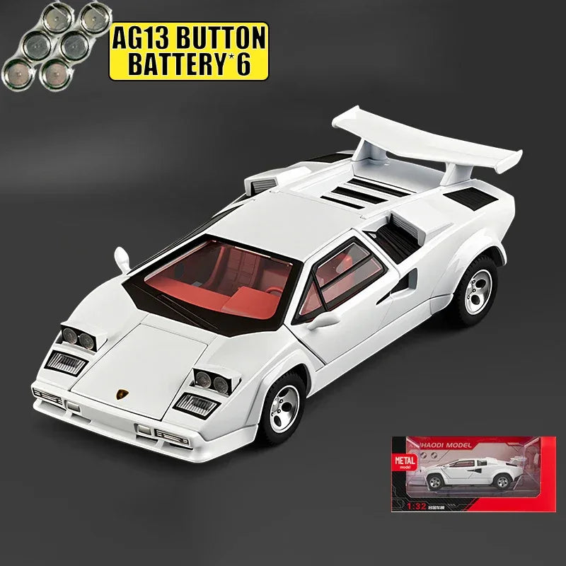 1:32 Countach LP500S Diecast Alloy Car Model With Sound Light Pull Back - ToylandEU