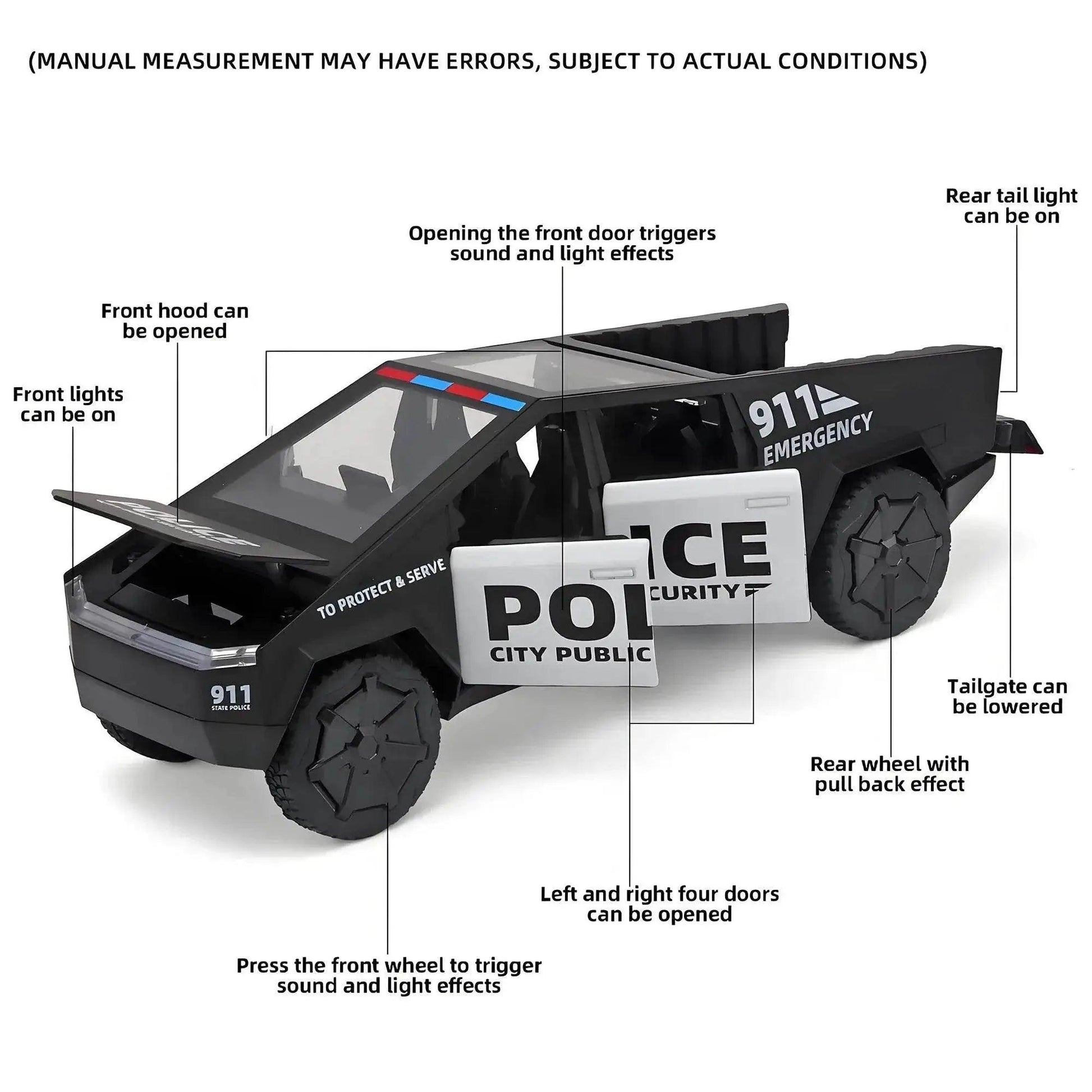  1:32 Cybertruck Police Truck Die-cast Model Car Toys -  ToylandEU™