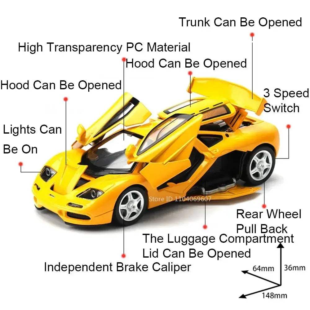 1:32 Diecast Car With Realistic Sound And Lights Doors Open - ToylandEU