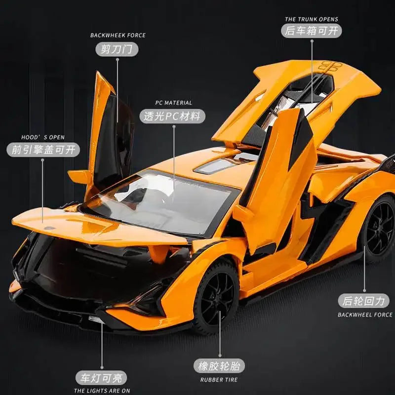 1:32 Diecast Metal Alloy Car Model With Sound And Light Pull-Back - ToylandEU