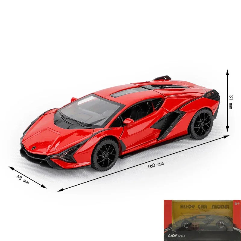 1:32 Diecast Metal Alloy Car Model With Sound And Light Pull-Back - ToylandEU