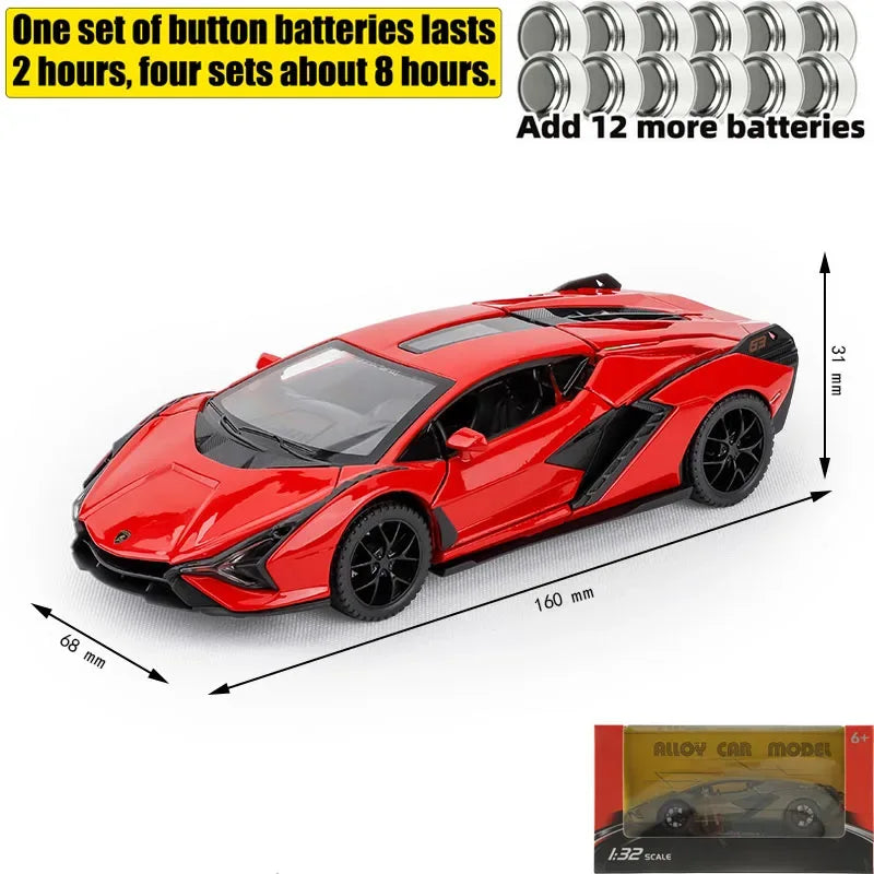 1:32 Diecast Metal Alloy Car Model With Sound And Light Pull-Back - ToylandEU