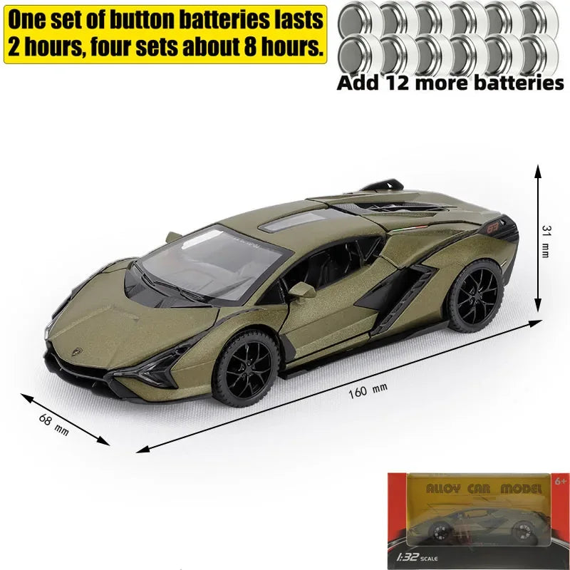 1:32 Diecast Metal Alloy Car Model With Sound And Light Pull-Back - ToylandEU