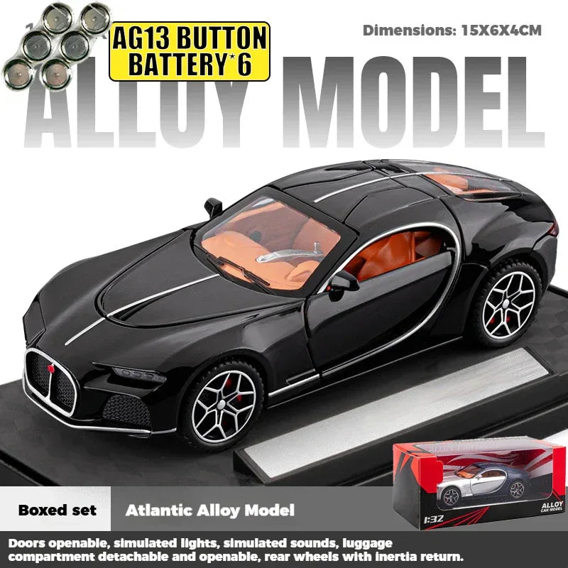 1:32 Diecast Metal Car Model With Pull Back, Sound And Light, Atlantic Supercar - ToylandEU