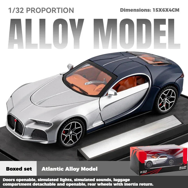 1:32 Diecast Metal Car Model With Pull Back, Sound And Light, Atlantic Supercar - ToylandEU