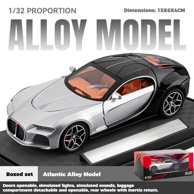 1:32 Diecast Metal Car Model With Pull Back, Sound And Light, Atlantic Supercar - ToylandEU
