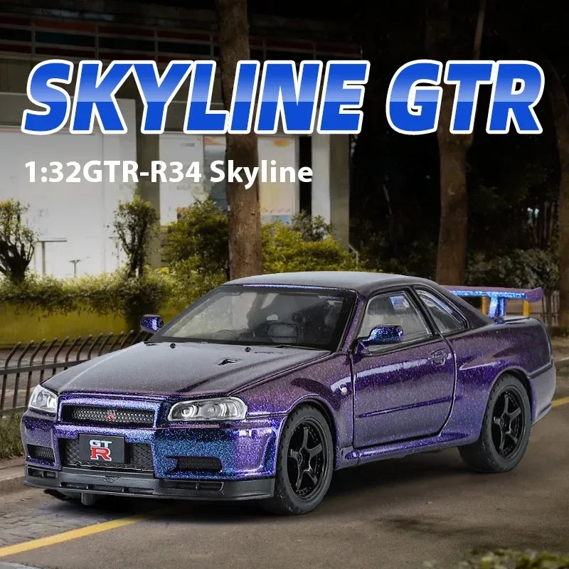 1:32 Diecast Metal Nissan GTR R34 Skyline Sound And Light Model - ToylandEU