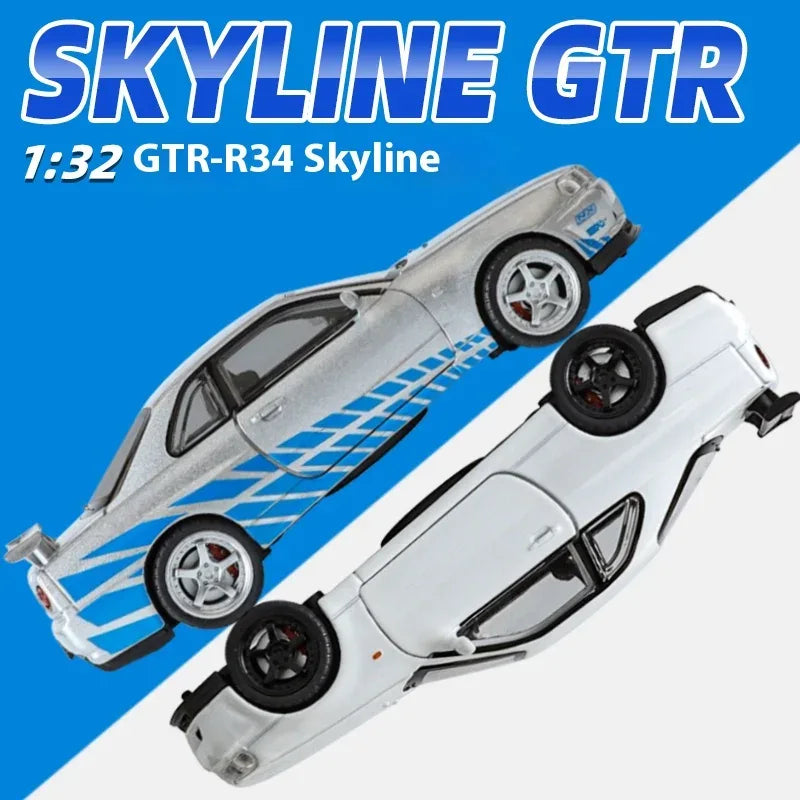 1:32 Diecast Metal Nissan GTR R34 Skyline Sound And Light Model - ToylandEU