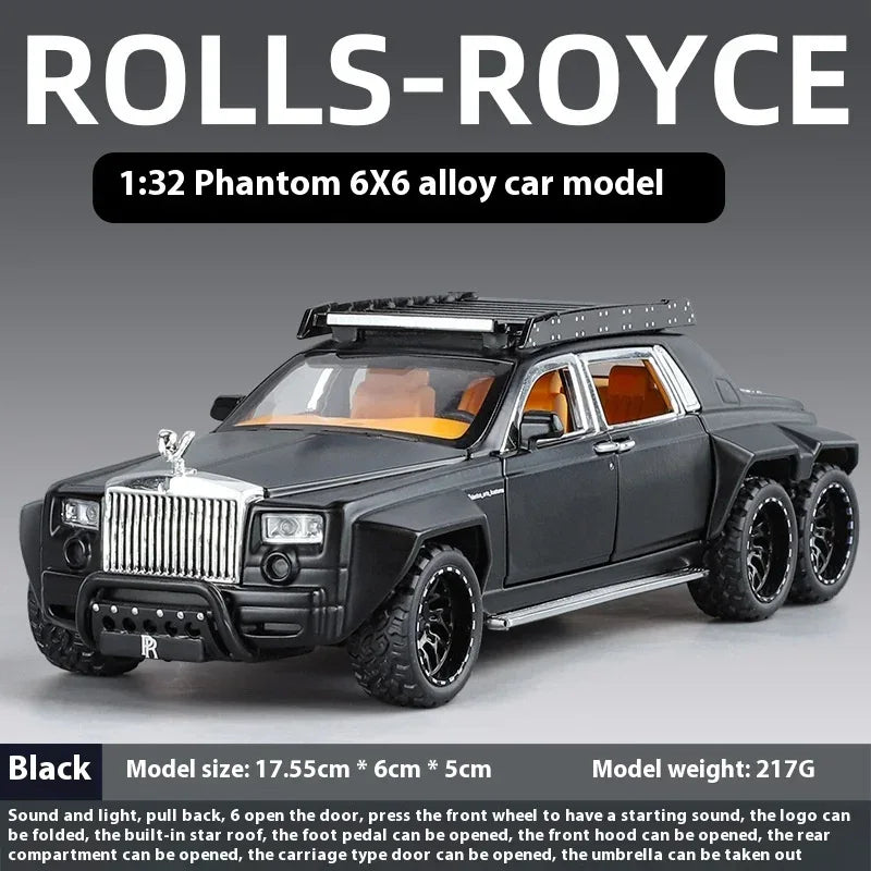 1:32 Diecast Metal Rolls-Royce Phantom 6X6 Wide Body Car With Sound And Light - ToylandEU